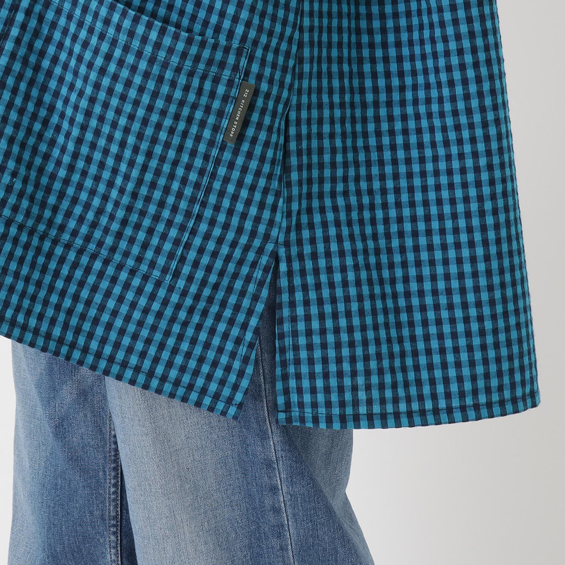 212 KITCHEN STORE「ギンガムサッカー半袖かっぽう着 BL」|食器・キッチングッズ|