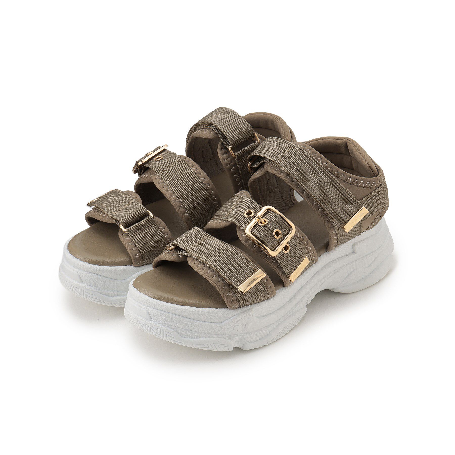 csT&P「軽量厚底ソール ゴールドベルトスポーツサンダル」|サンダル|ｵｰｸ(034)