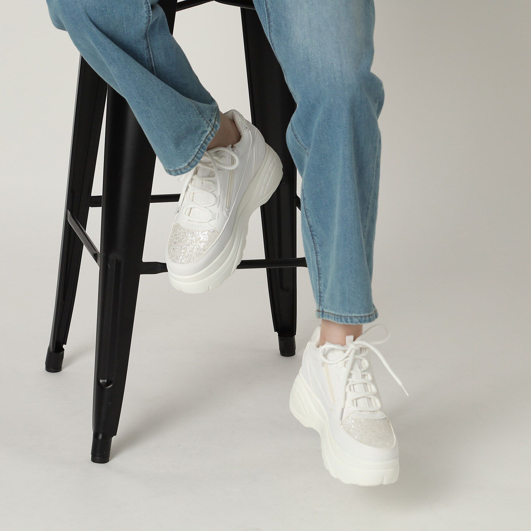 csT&P「ファスナー付グリッター厚底スニーカー」|スニーカー|