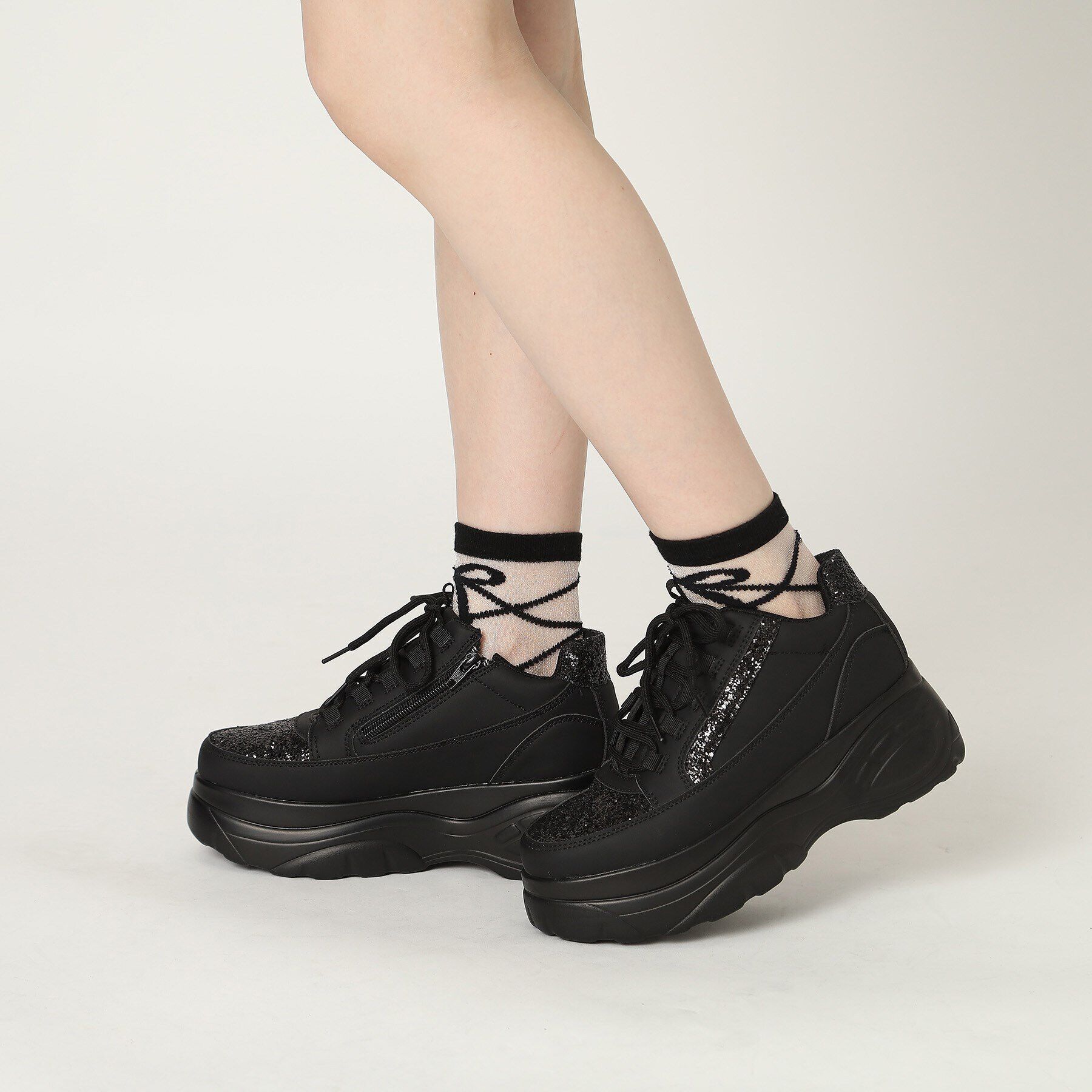 csT&P「ファスナー付グリッター厚底スニーカー」|スニーカー|