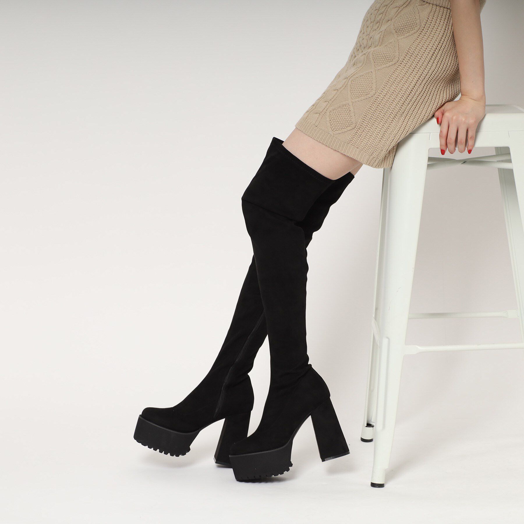 ESPERANZA「スクエアトゥ厚底ニーハイブーツ」|ショートブーツ|