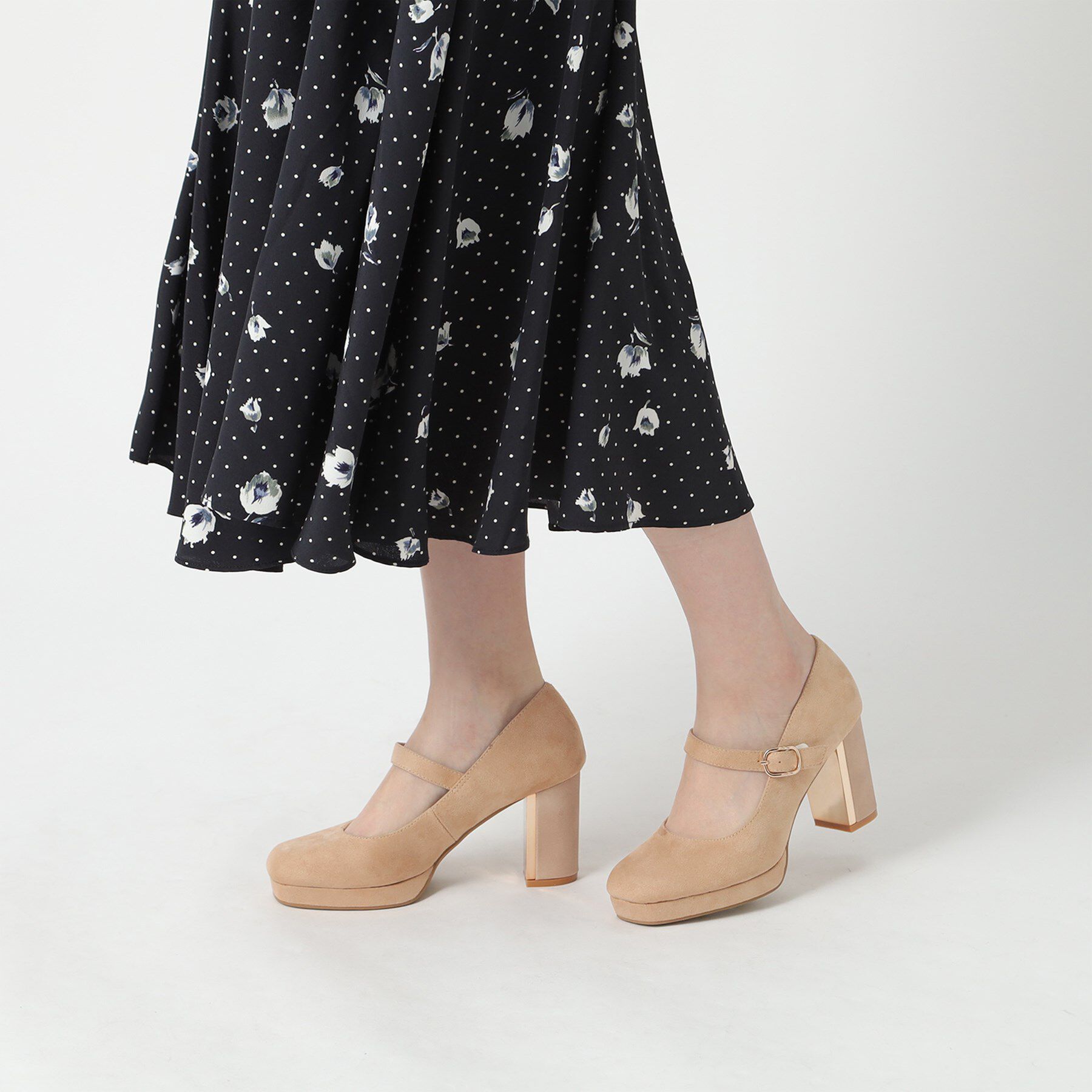 ESPERANZA「メッキプレートヒールストラップパンプス」|パンプス|