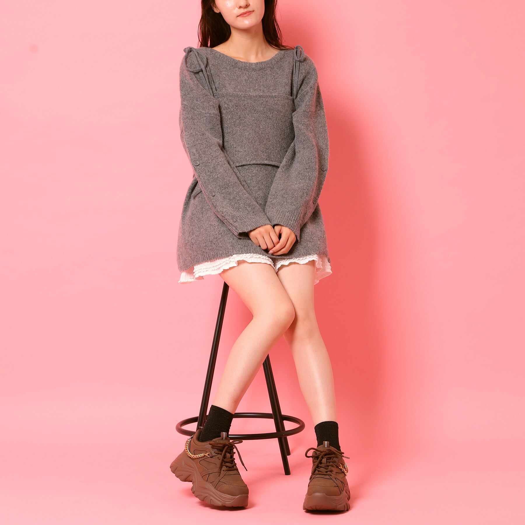 csT&P「【2WAYチェーン付き】軽量ボリュームソール厚底スニーカー」|スニーカー|