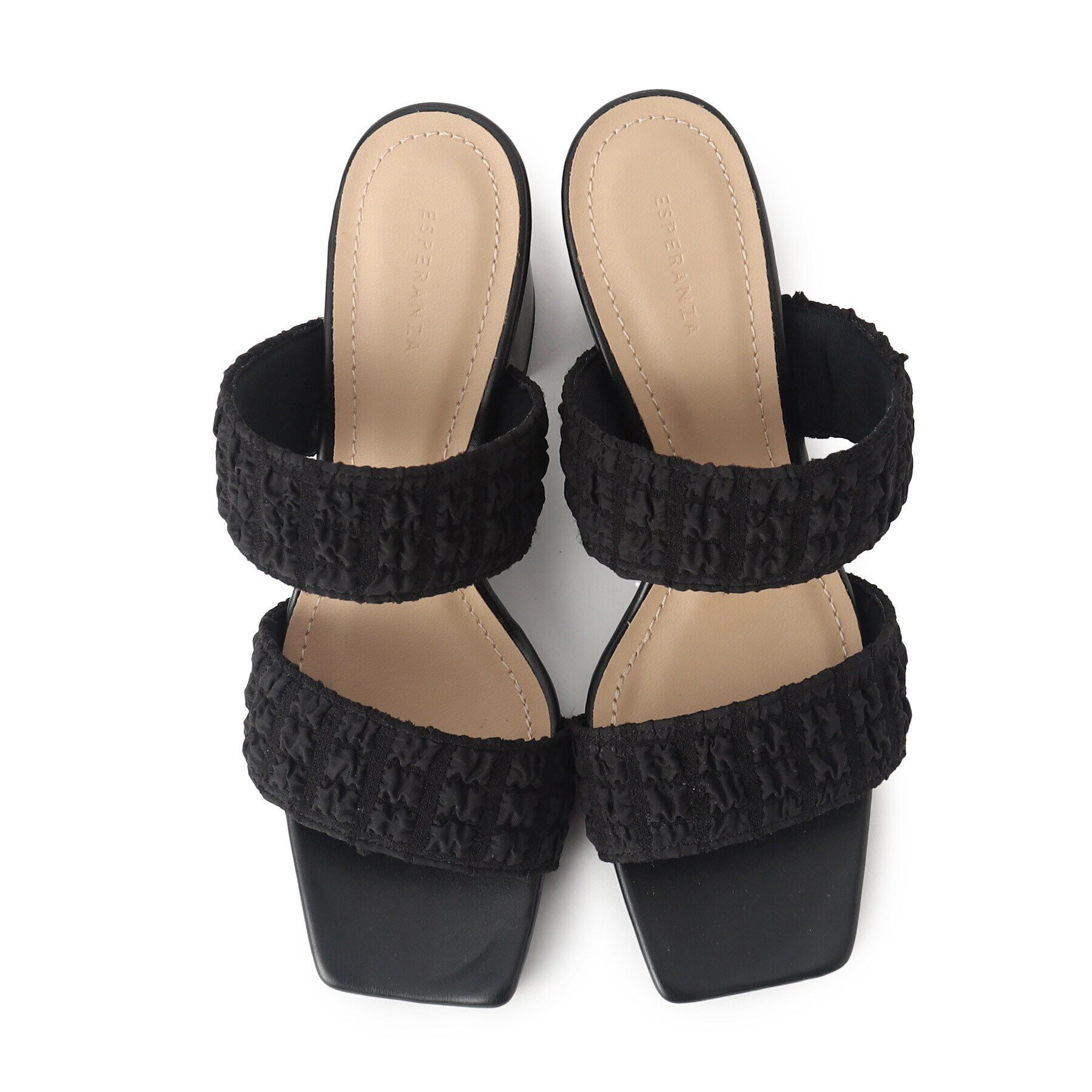 ESPERANZA「ダブルベルト太ヒールミュールサンダル 24SS」|サンダル|