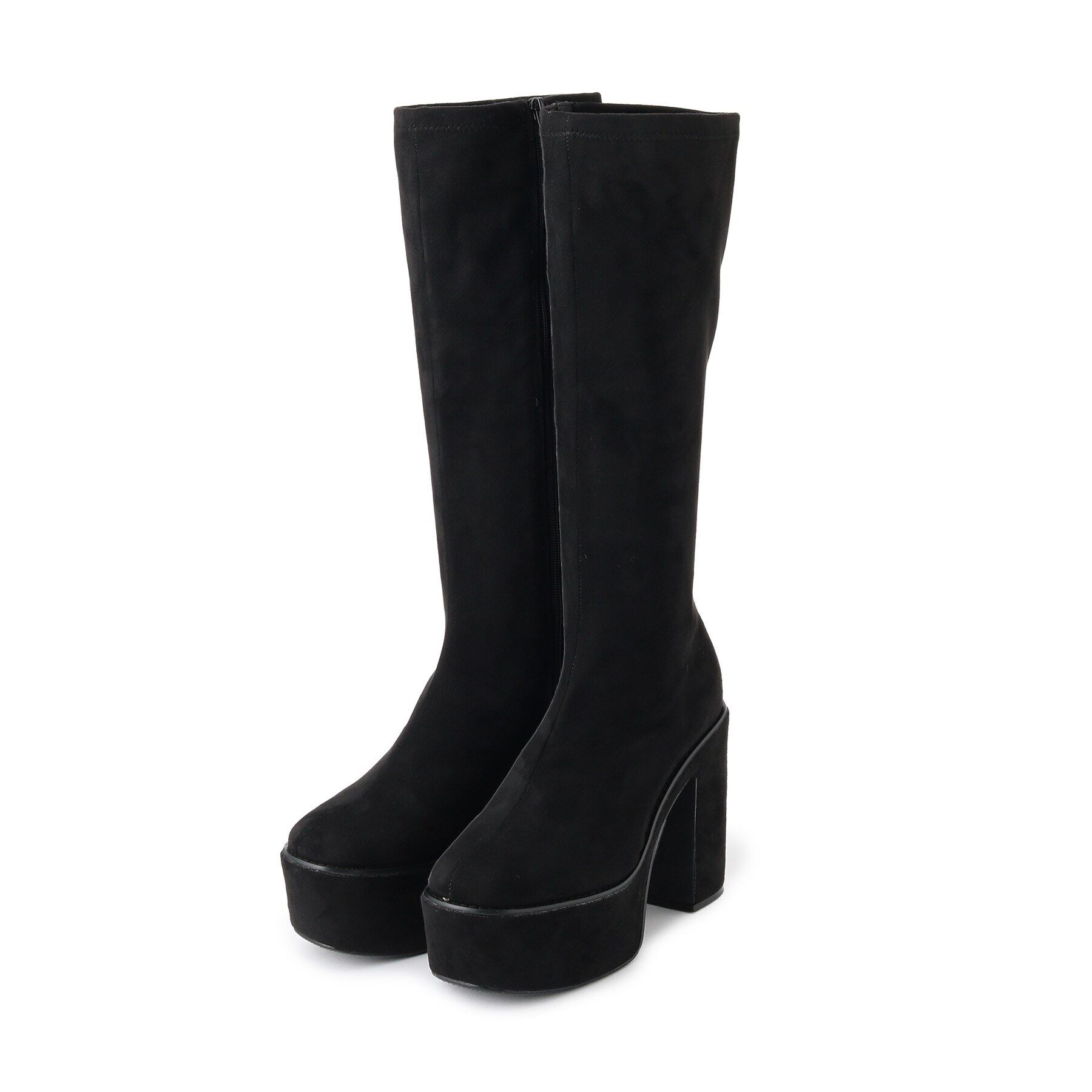 csT&P「厚底ロングブーツ」|ショートブーツ|スエードブラック(1