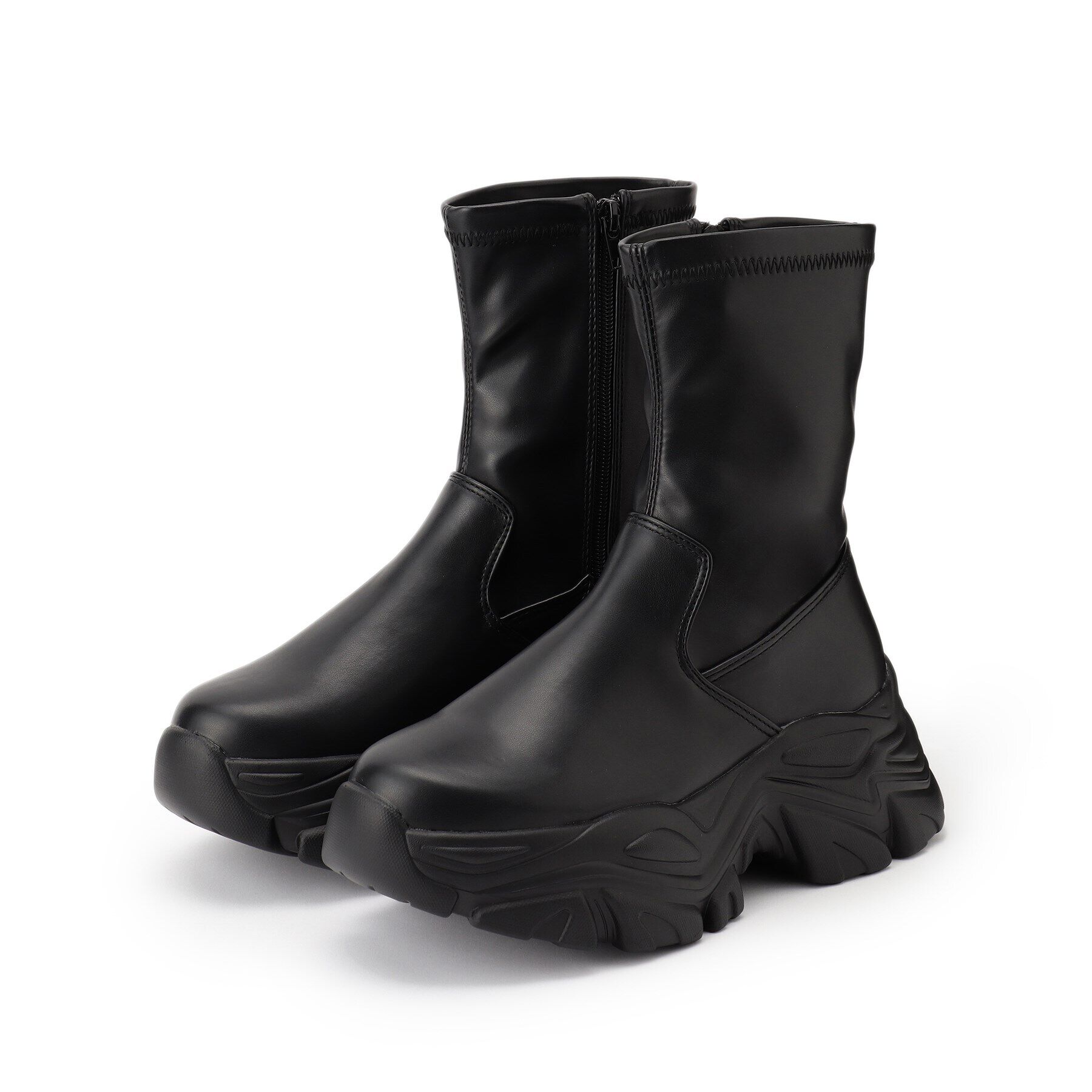 csT&P「厚底スニーカー底ブーツ」|ショートブーツ|ﾌﾞﾗｯｸ(019)