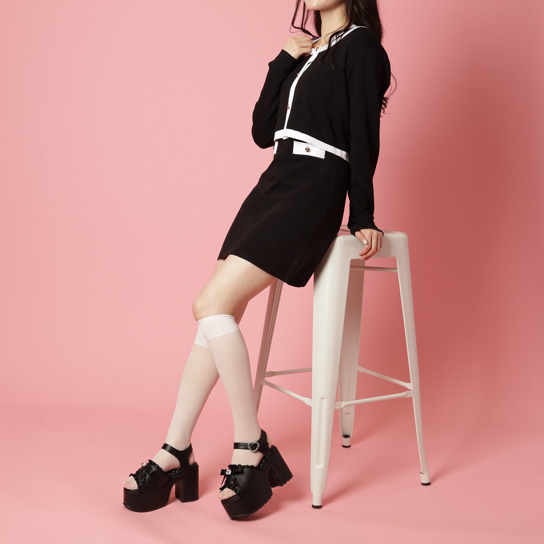 csT&P「地雷系 厚底リボンレースアップサンダル」|サンダル|