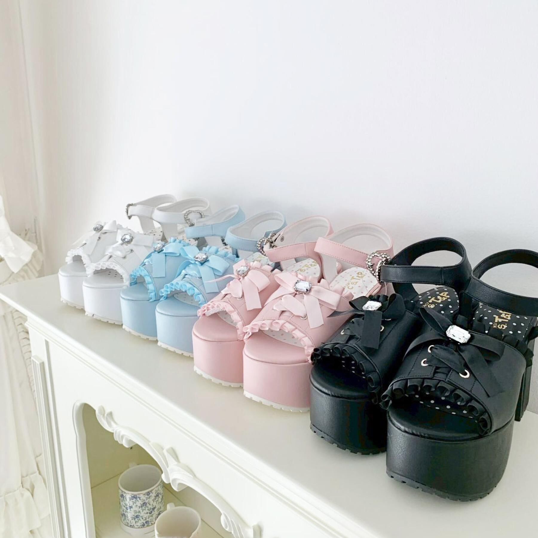 csT&P「地雷系 厚底リボンレースアップサンダル」|サンダル|