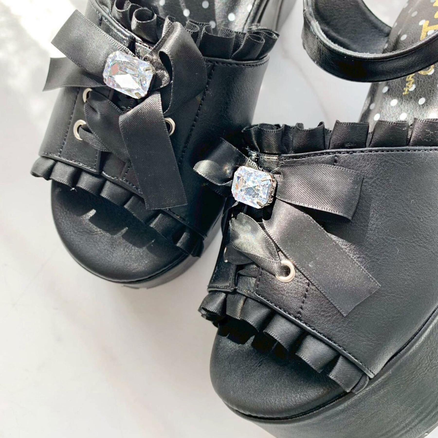 csT&P「地雷系 厚底リボンレースアップサンダル」|サンダル|