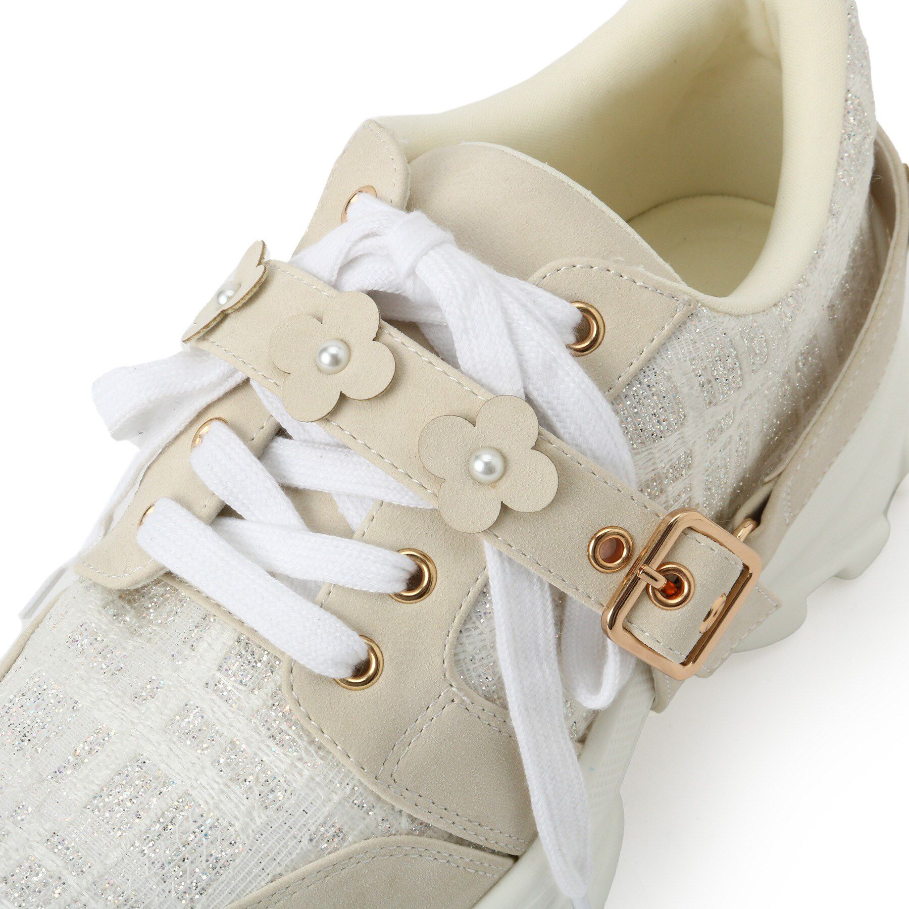 ESPERANZA「ツイード風フラワーベルト厚底スニーカー」|スニーカー|