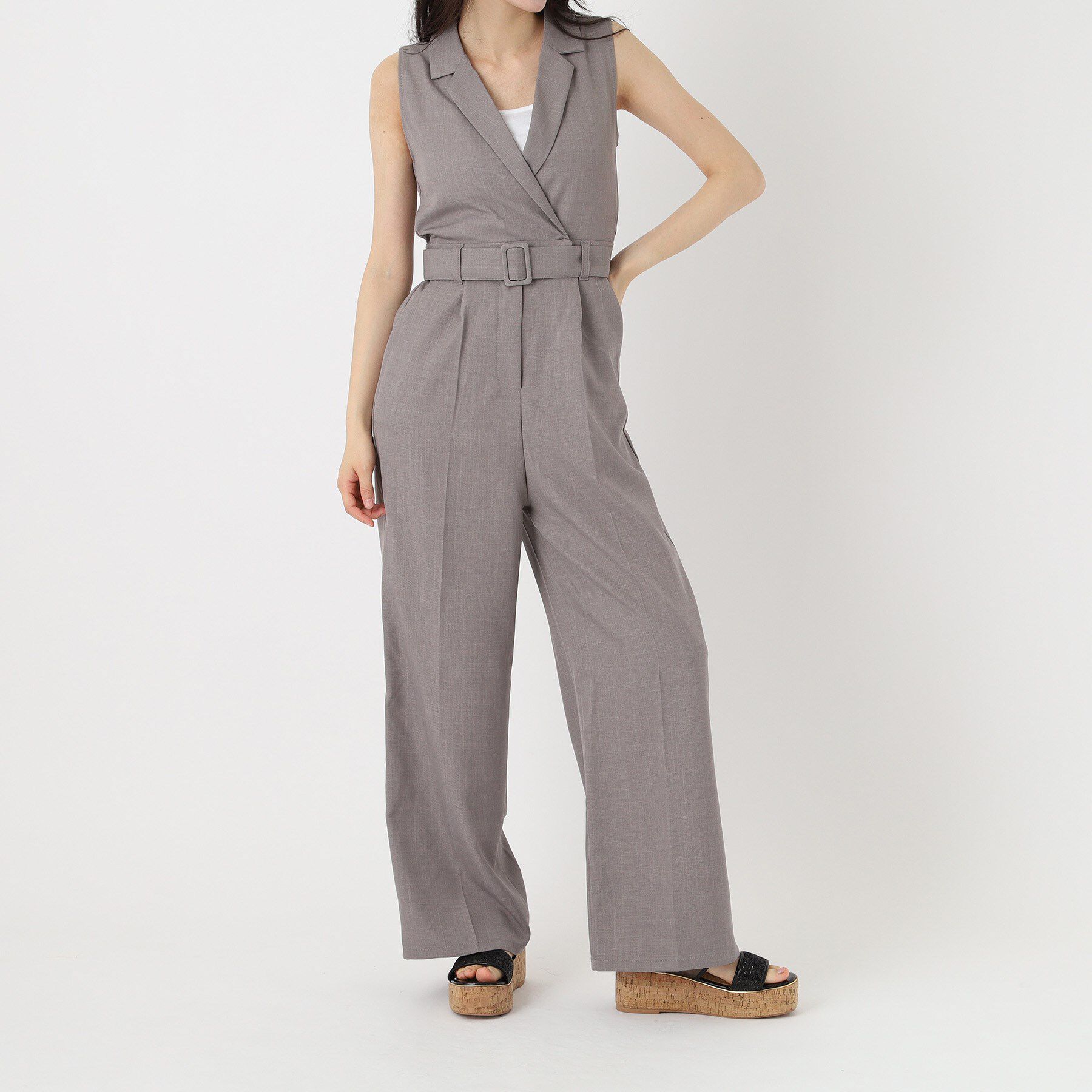 ESPERANZA「グリッター&times;クリアベルト 厚底コルクサンダル」|サンダル|