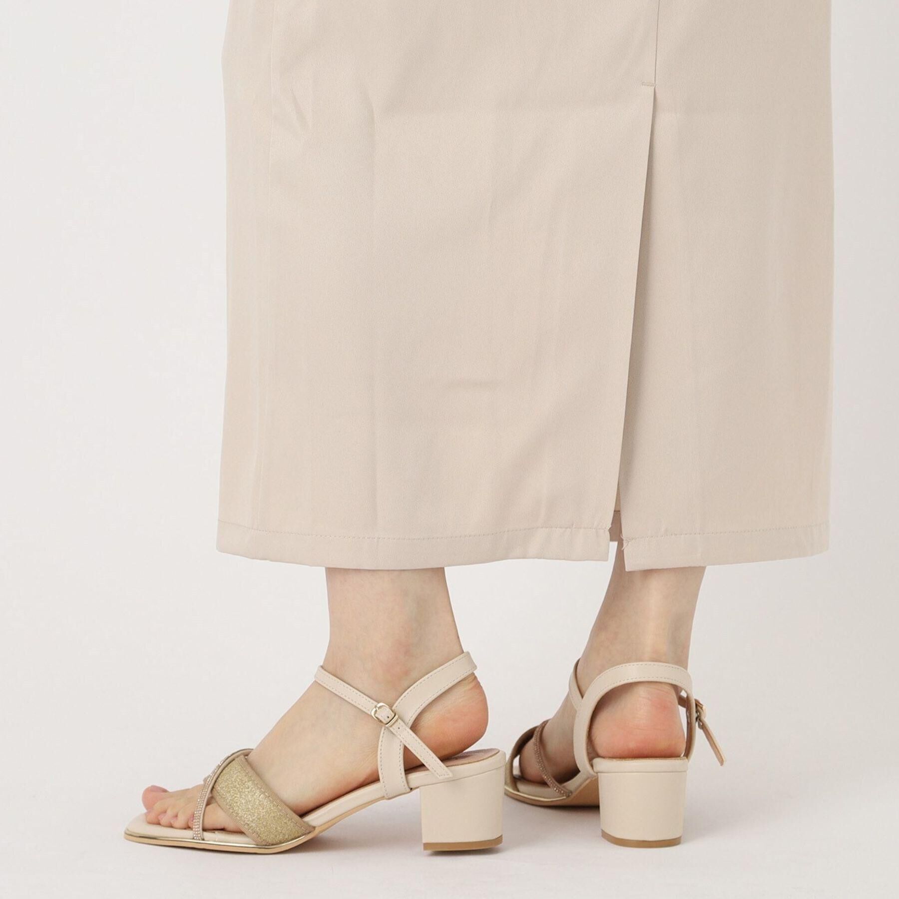 ESPERANZA「ラメ&times;ラインストーンスクエアトゥサンダル」|サンダル|ブロンズ(008)