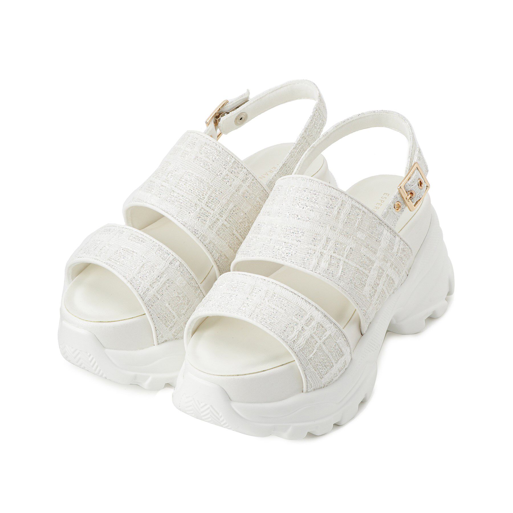 ESPERANZA「ツイード風フラワーベルトスポサン」|サンダル|