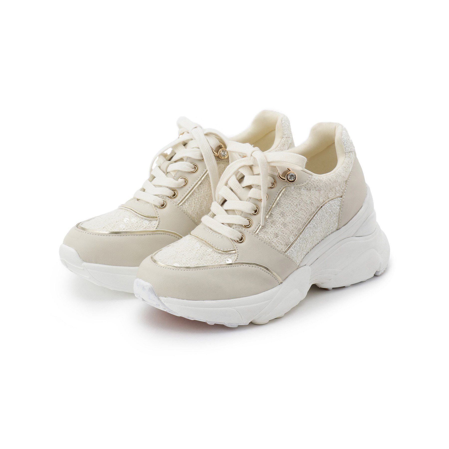 ESPERANZA「【EC先行販売】グリッター&times;ツイード ラインストーンスニーカー」|スニーカー|