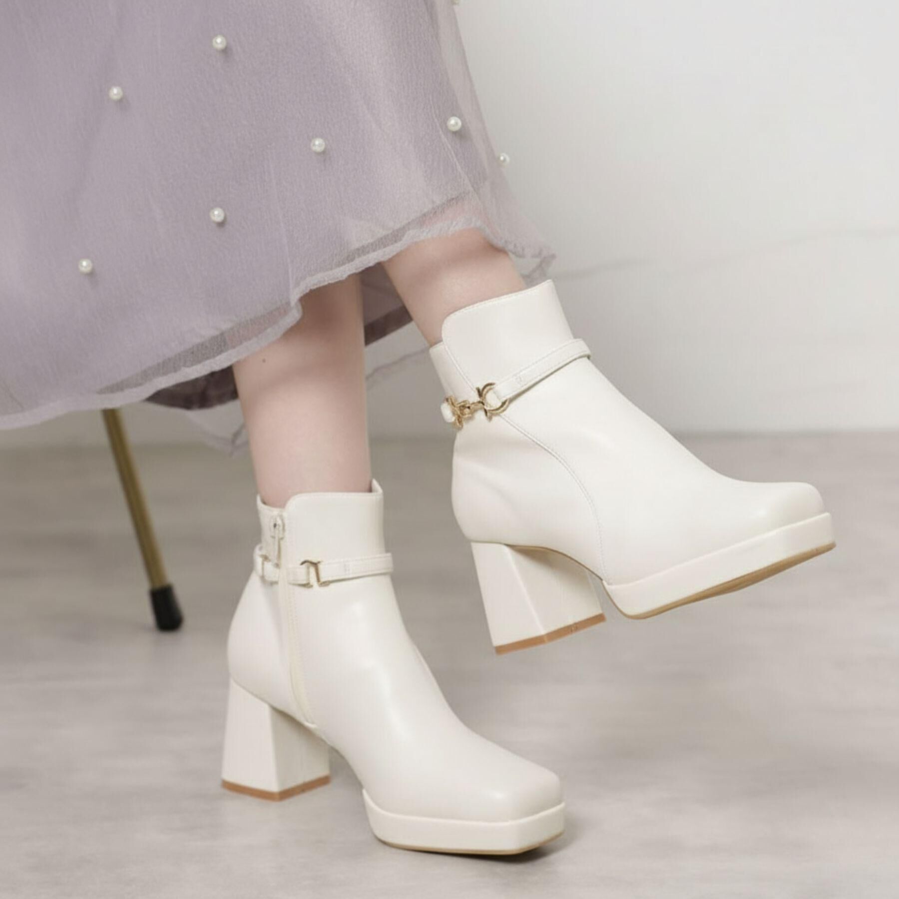 ESPERANZA「【レイン対応】サイドビット2WAYショートブーツ」|ショートブーツ|アイボリー(004)