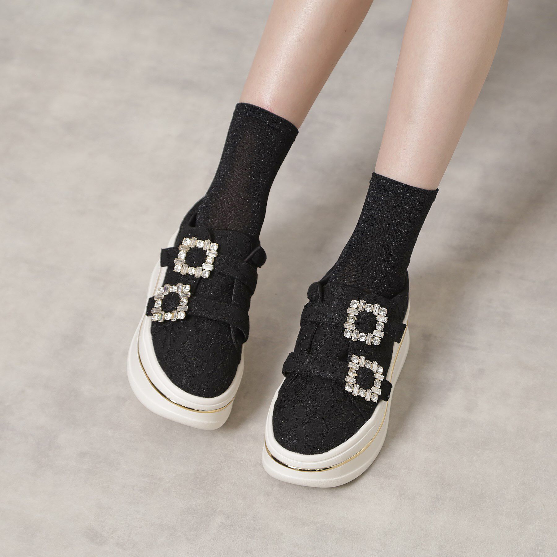 ESPERANZA「ビジューバックルWストラップレーススニーカー」|スニーカー|