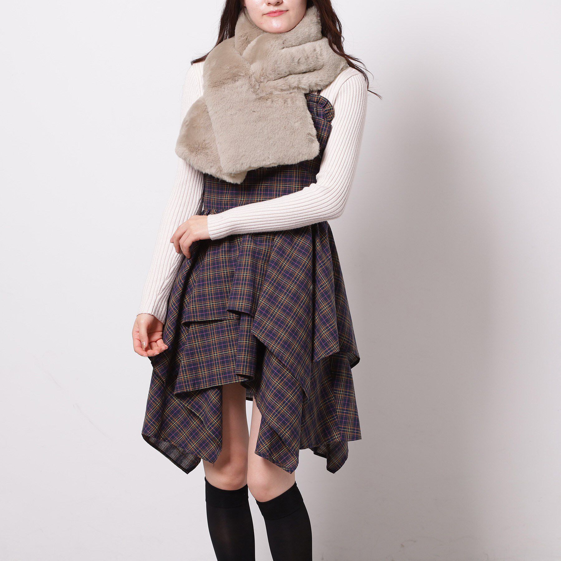 Ober Tashe「フェイクファークロスマフラー」|ストール|