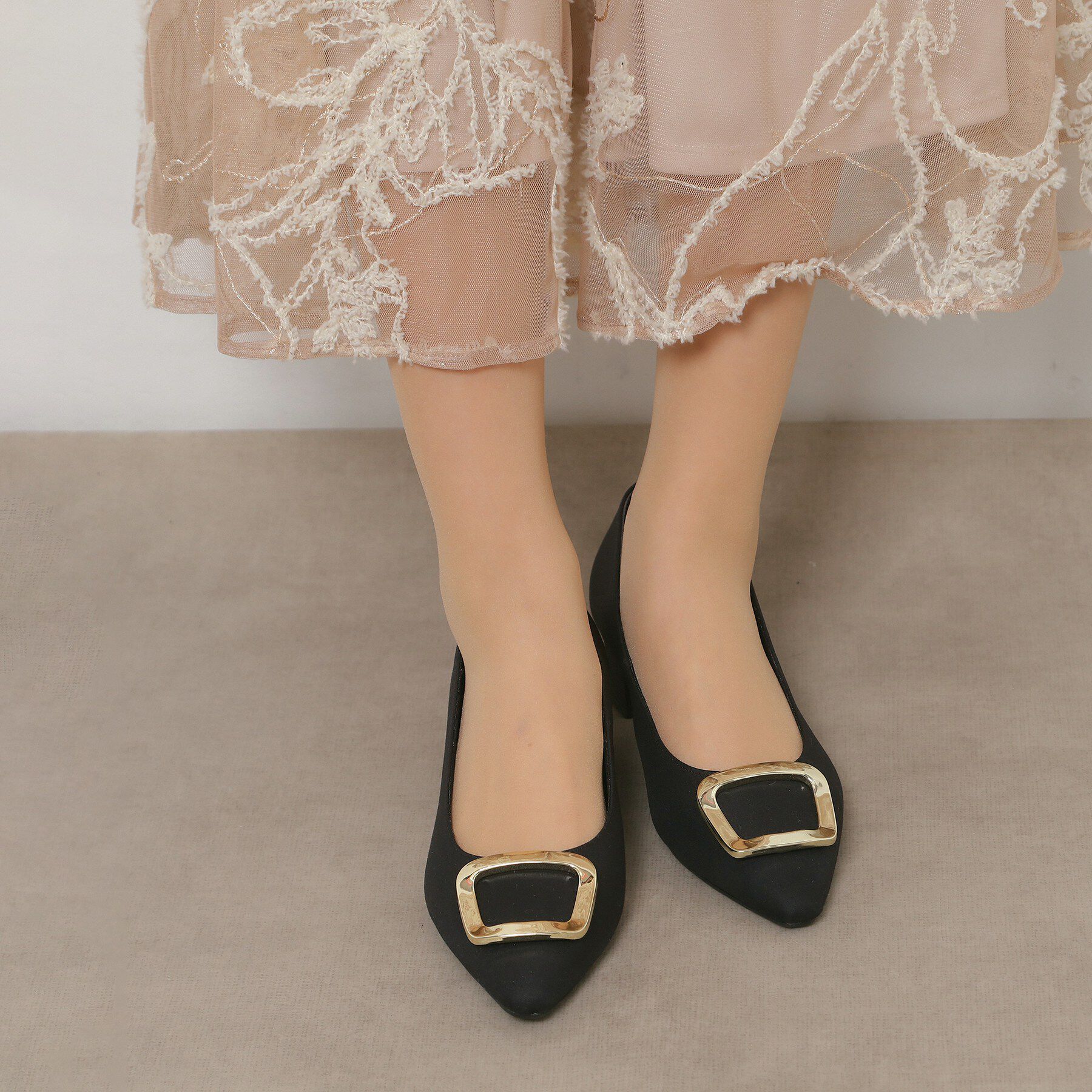 ESPERANZA「スクエアバックルパンプス」|パンプス|ブラック(319)