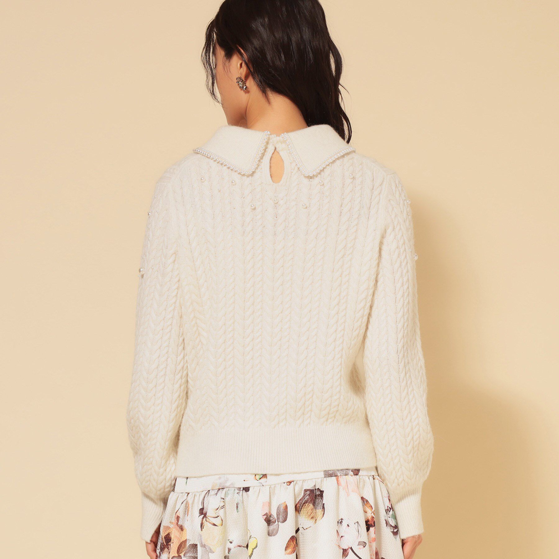 SunaUna「【COLLECTION LINE】衿付きパール調ニット」|ニット・セーター|