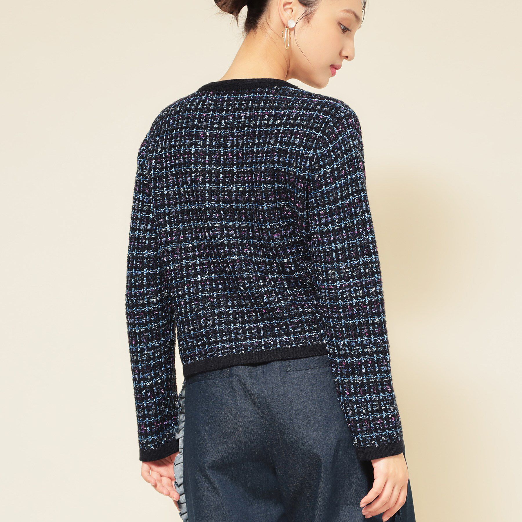 SunaUna「【配色／ミックス】ツイードカーディガン」|カーディガン|