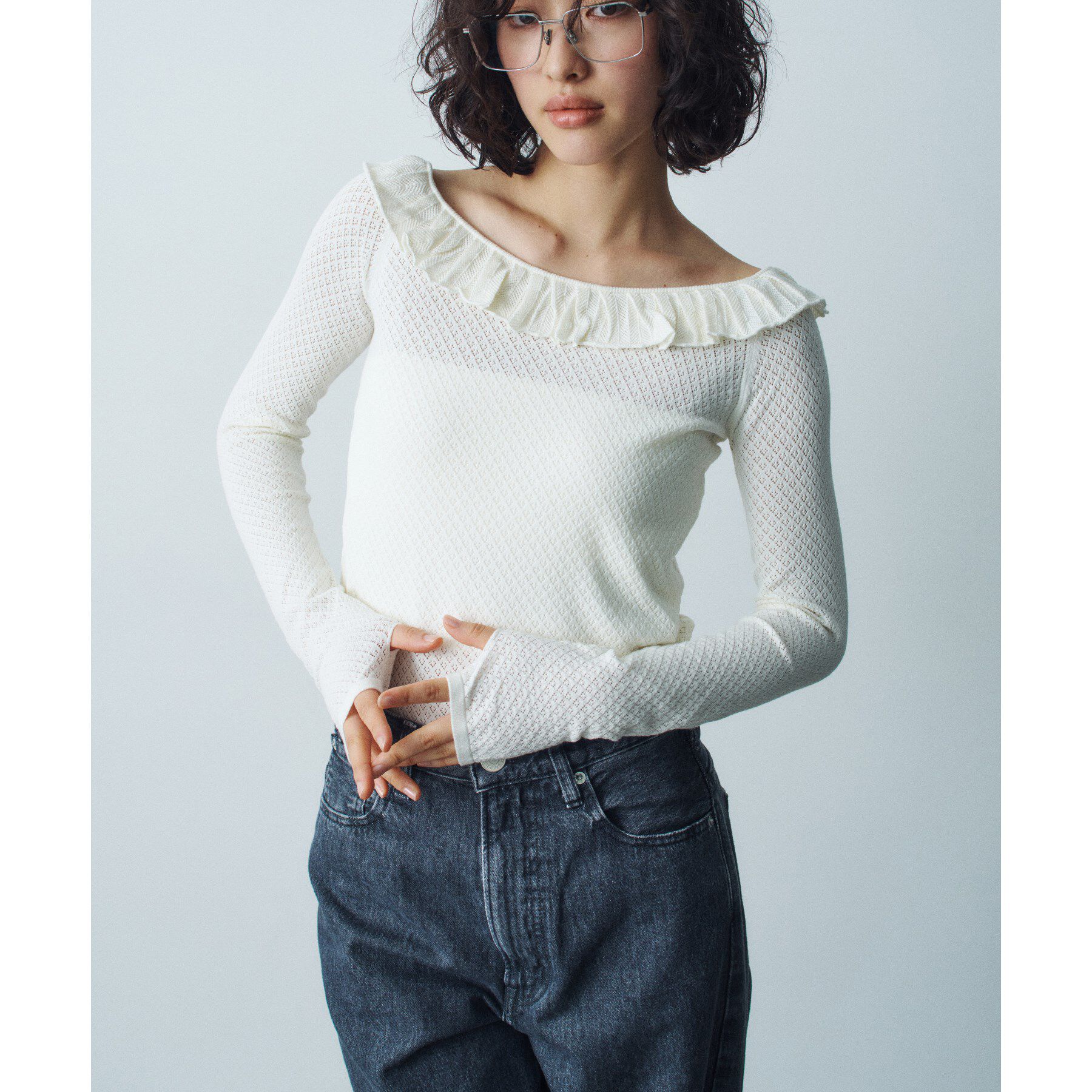 CODE A「frill lace knit pullover」|ニット・セーター|