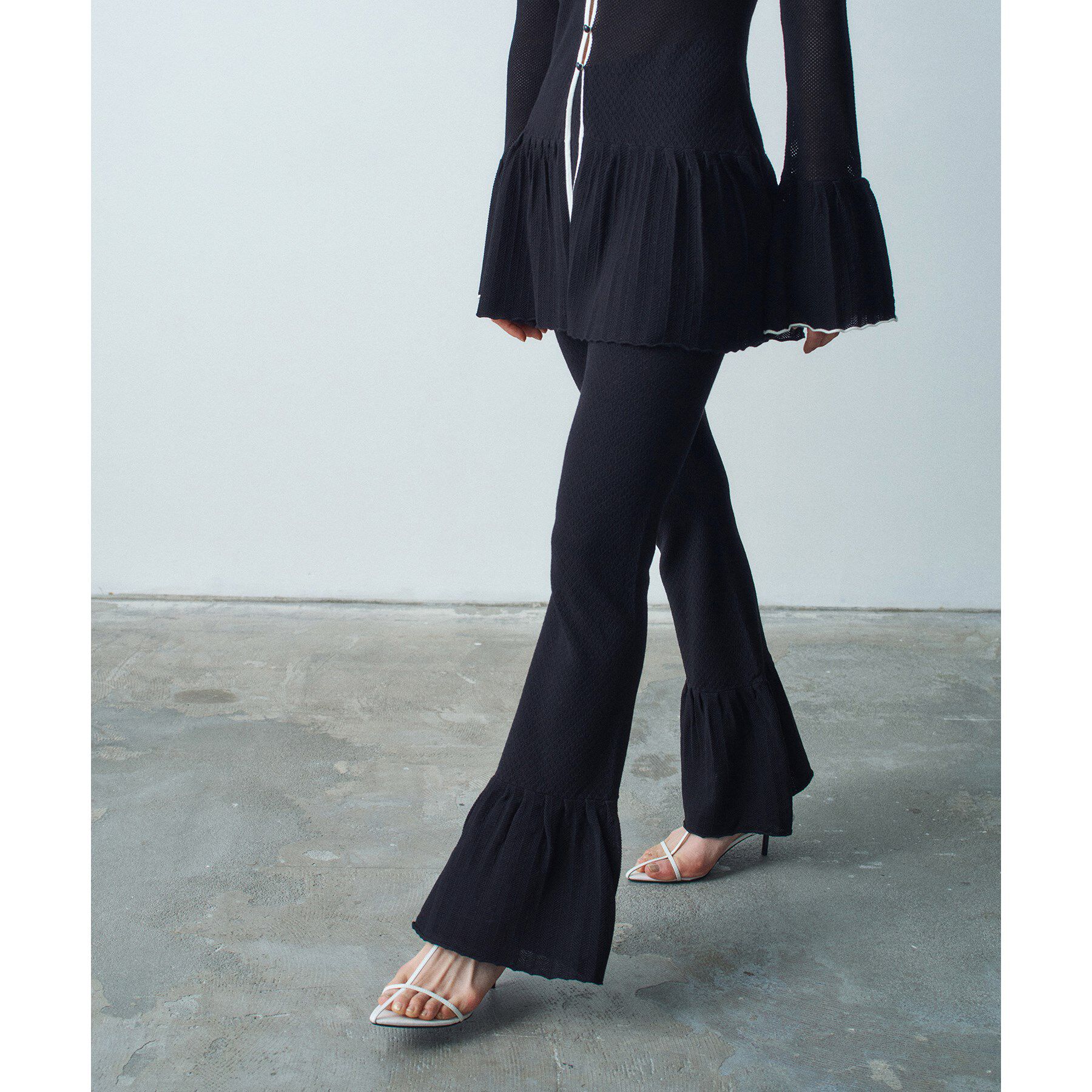 CODE A「lace knit pants」|その他|ブラック(019)