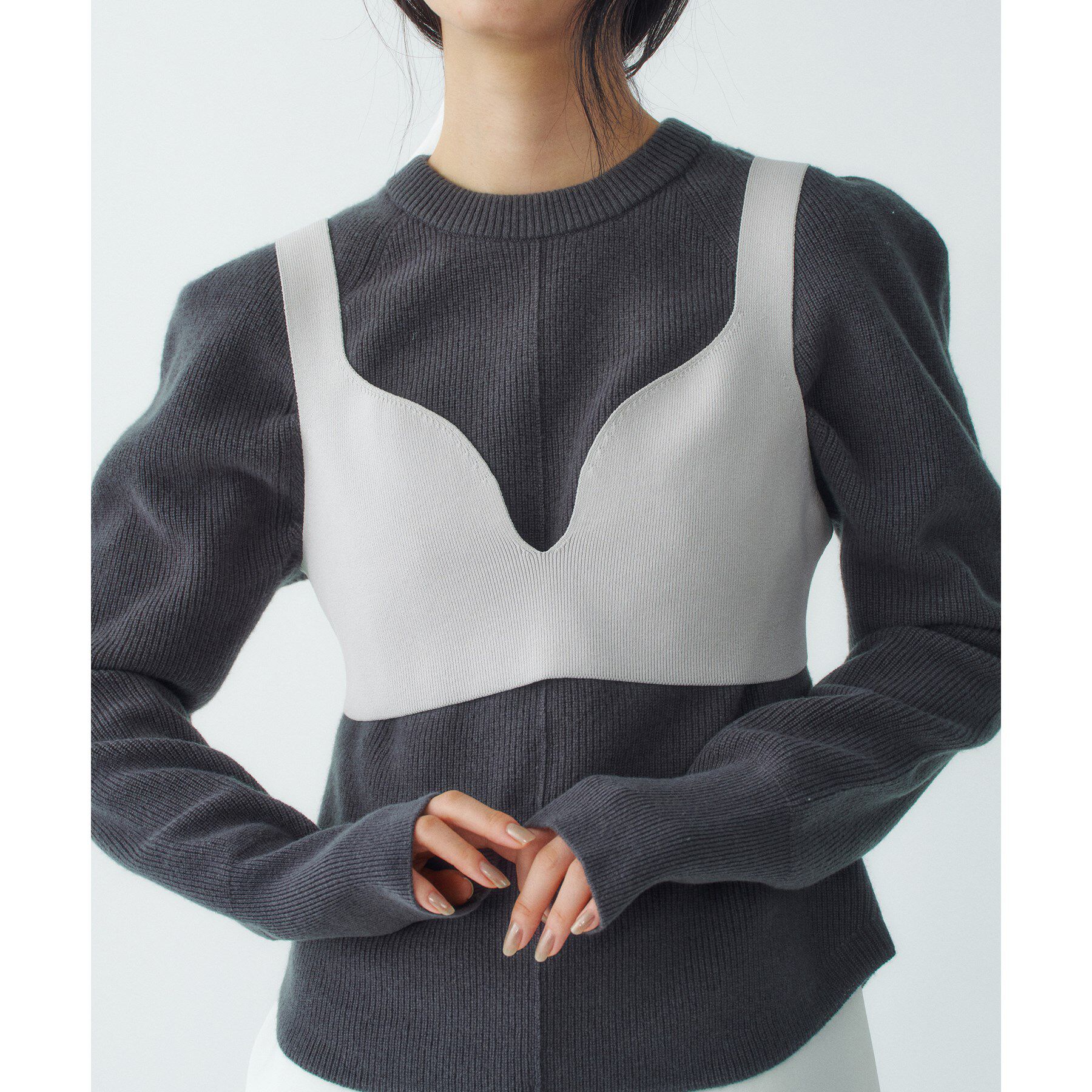 CODE A「knit bra」|ニット・セーター|ライトグレー(011