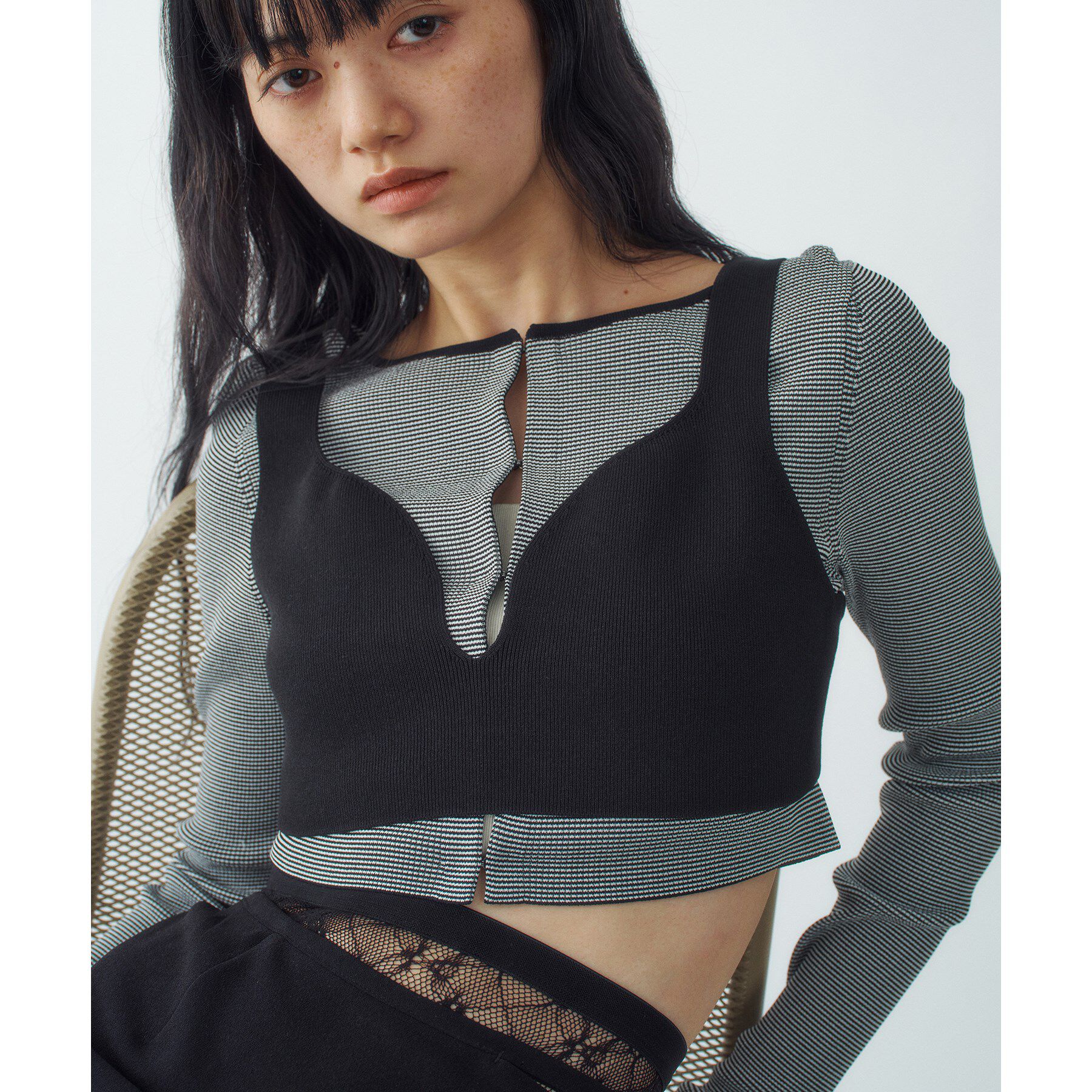 CODE A「knit bra」|ニット・セーター|ブラック(019)