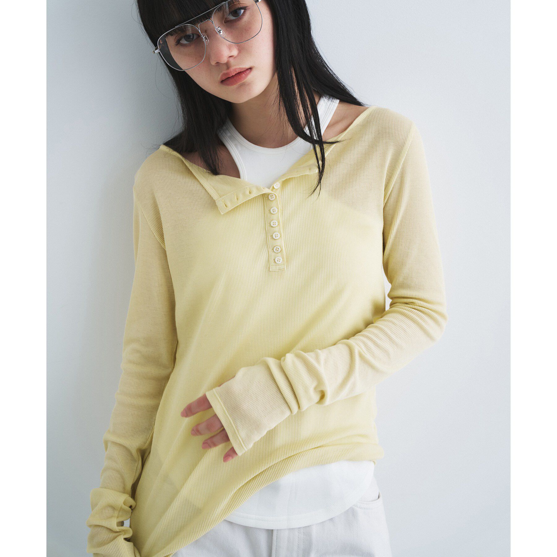 CODE A「henry long sleeve」|Tシャツ・カットソー|ライトイエロー(03