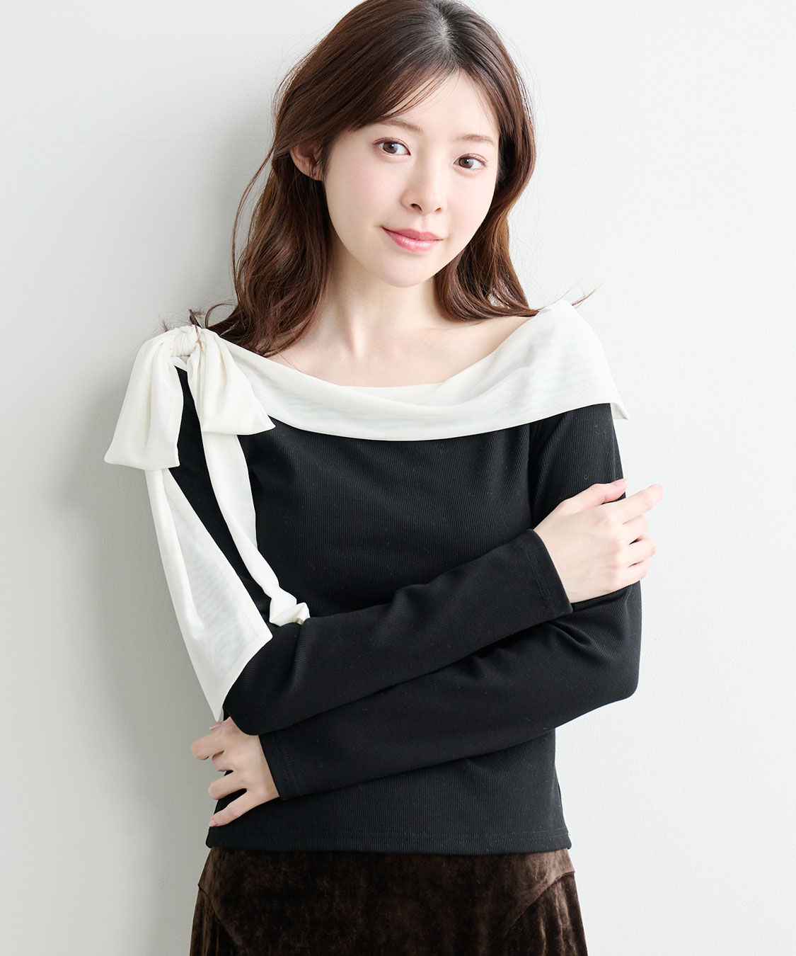 COCO DEAL「シアーリボンリブトップス」|Tシャツ・カットソー|