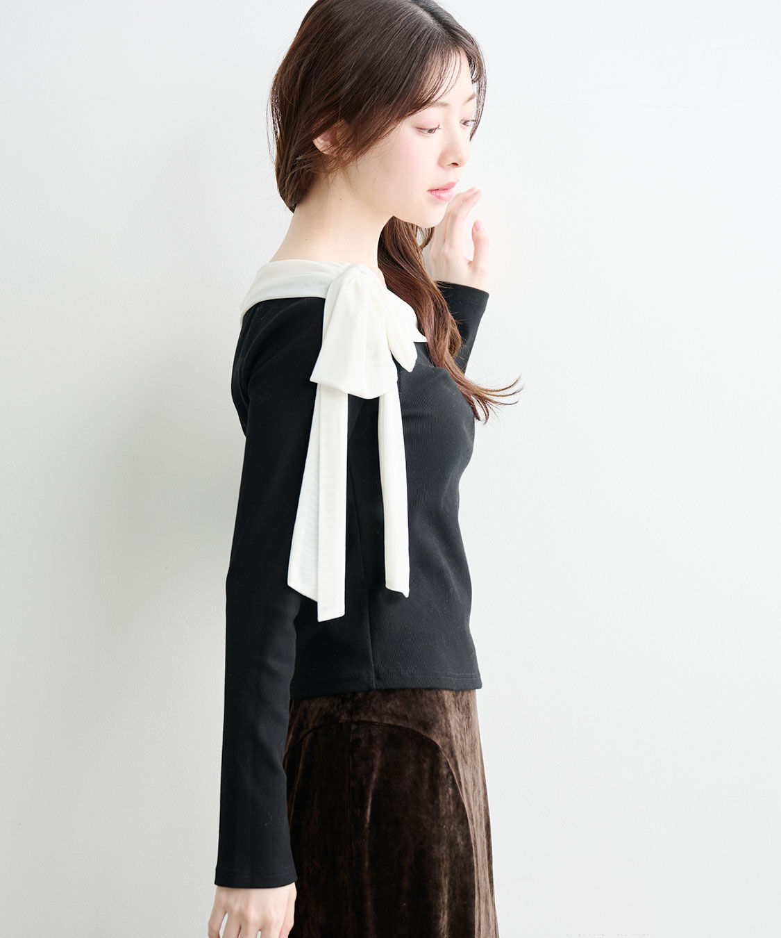 COCO DEAL「シアーリボンリブトップス」|Tシャツ・カットソー|