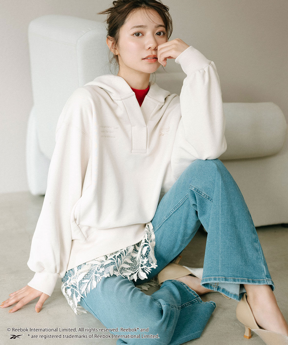 COCO DEAL「《COCO DEAL/Reebok》スキッパースウェットパーカー」|パーカー|ライトベージュ