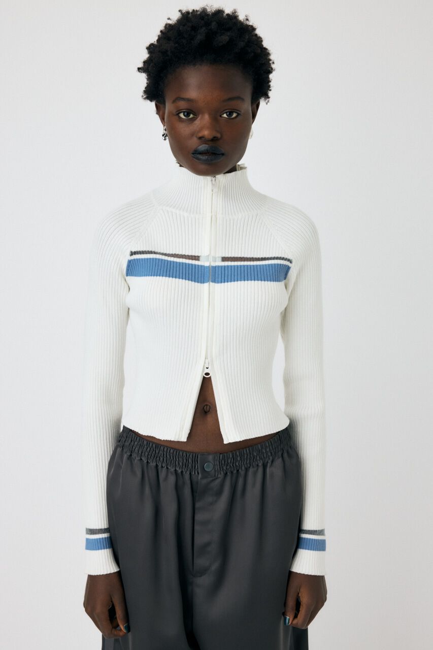 MOUSSY「W ZIP TRUCK ニット」|ニット・セーター|O/WHT1