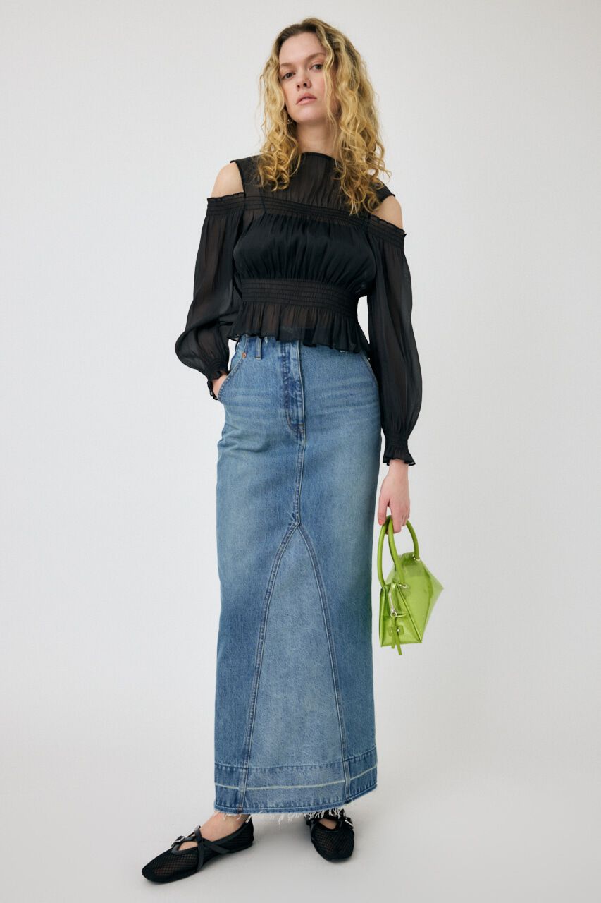 MOUSSY「SHEER GATHER ブラウス」|シャツ・ブラウス|