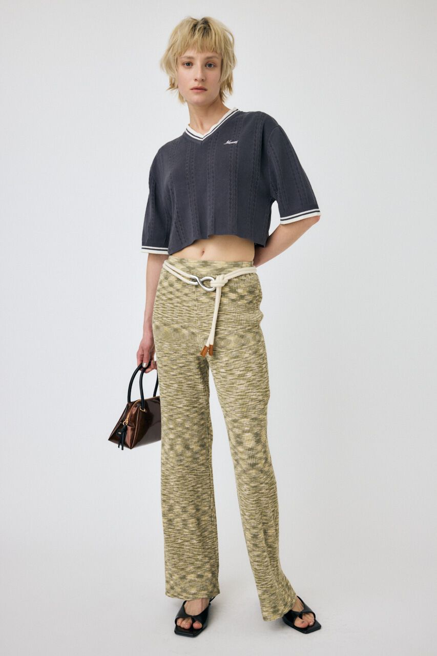 MOUSSY「MOUSSY CROPPED KNIT Tシャツ」|ニット・セーター|L/BLK1