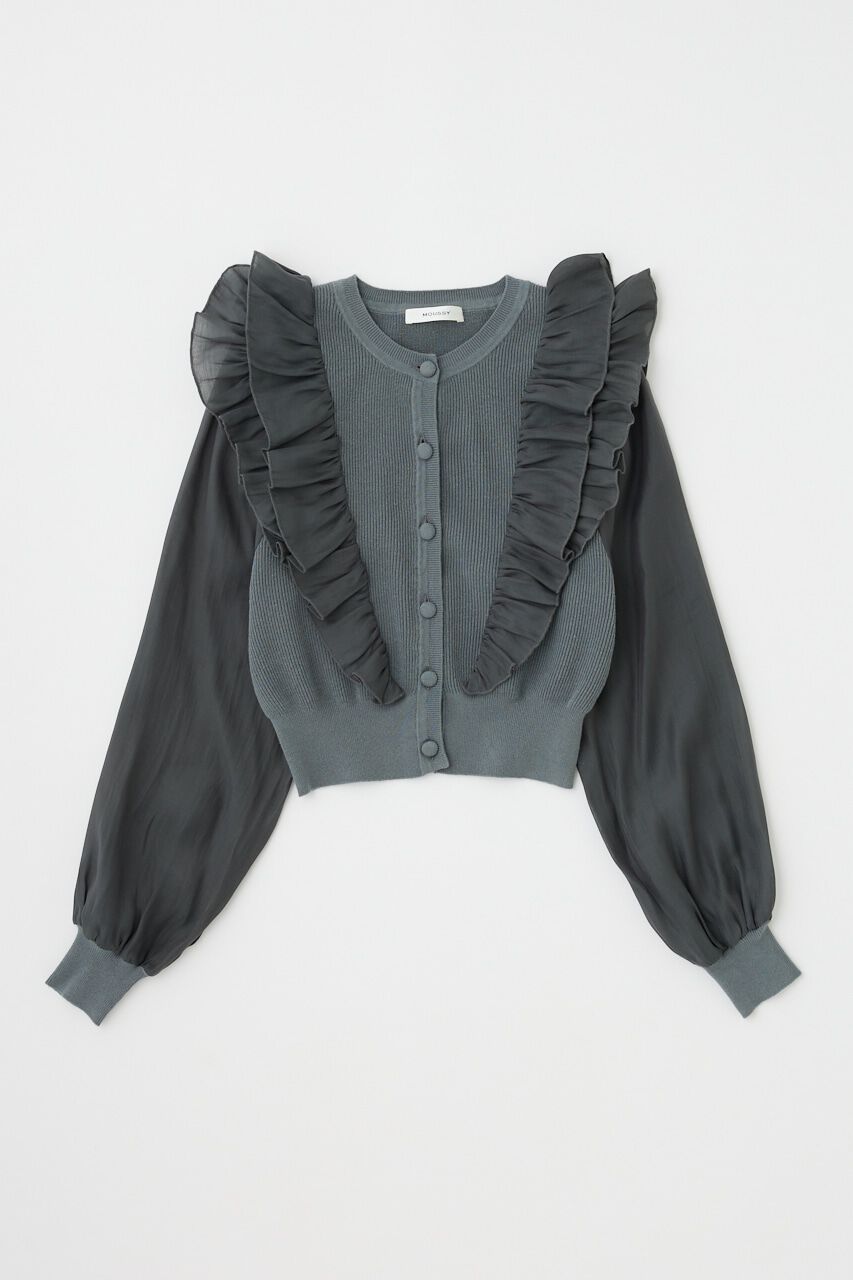 MOUSSY「WOVEN FRILLS カーディガン」|ニット・セーター|