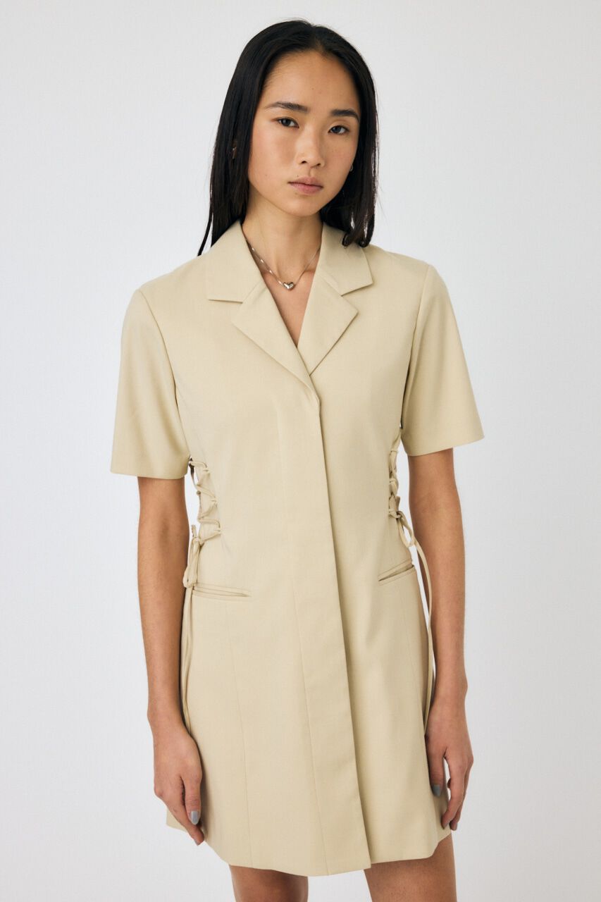 MOUSSY「LACE UP TAILORED ドレス」|ワンピース|L/BEG1