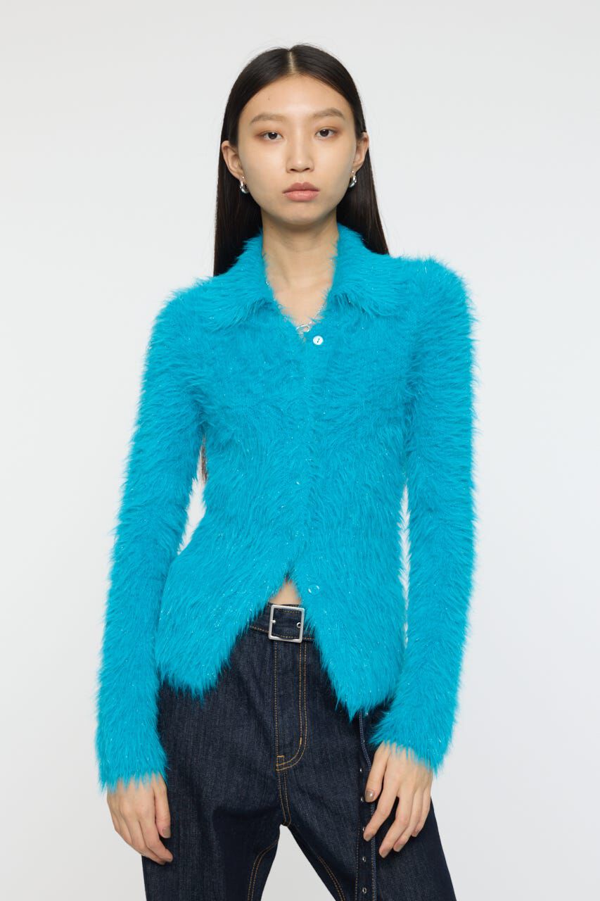 MOUSSY「FEATHER LIKE KNIT シャツ」|ニット・セーター|BLU