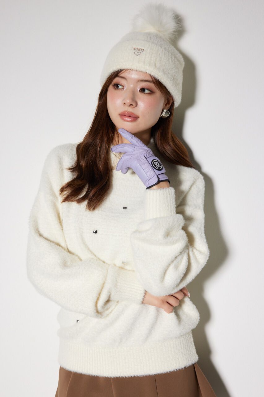 rienda「ハートビーズシャギーニットトップス」|ニット・セーター|