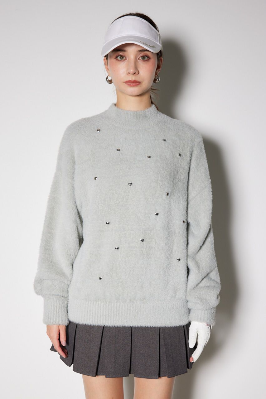 rienda「ハートビーズシャギーニットトップス」|ニット・セーター|