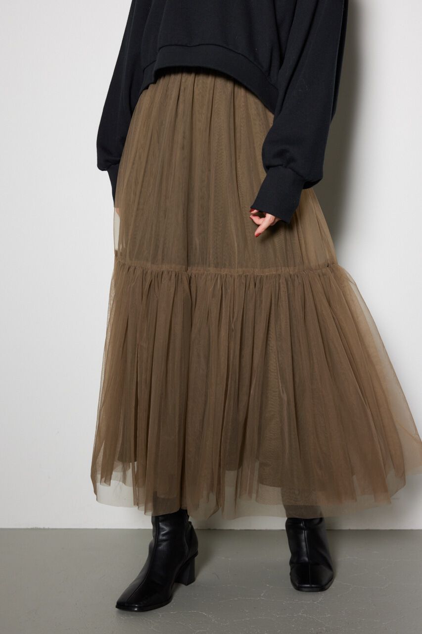 rienda「配色チュールティアードスカート」|スカート|