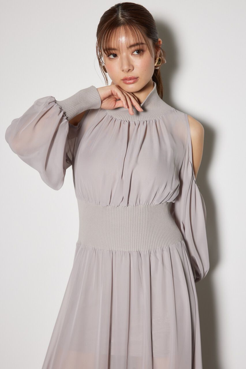 rienda「knitコンビスリットフレアワンピース」|ワンピース|