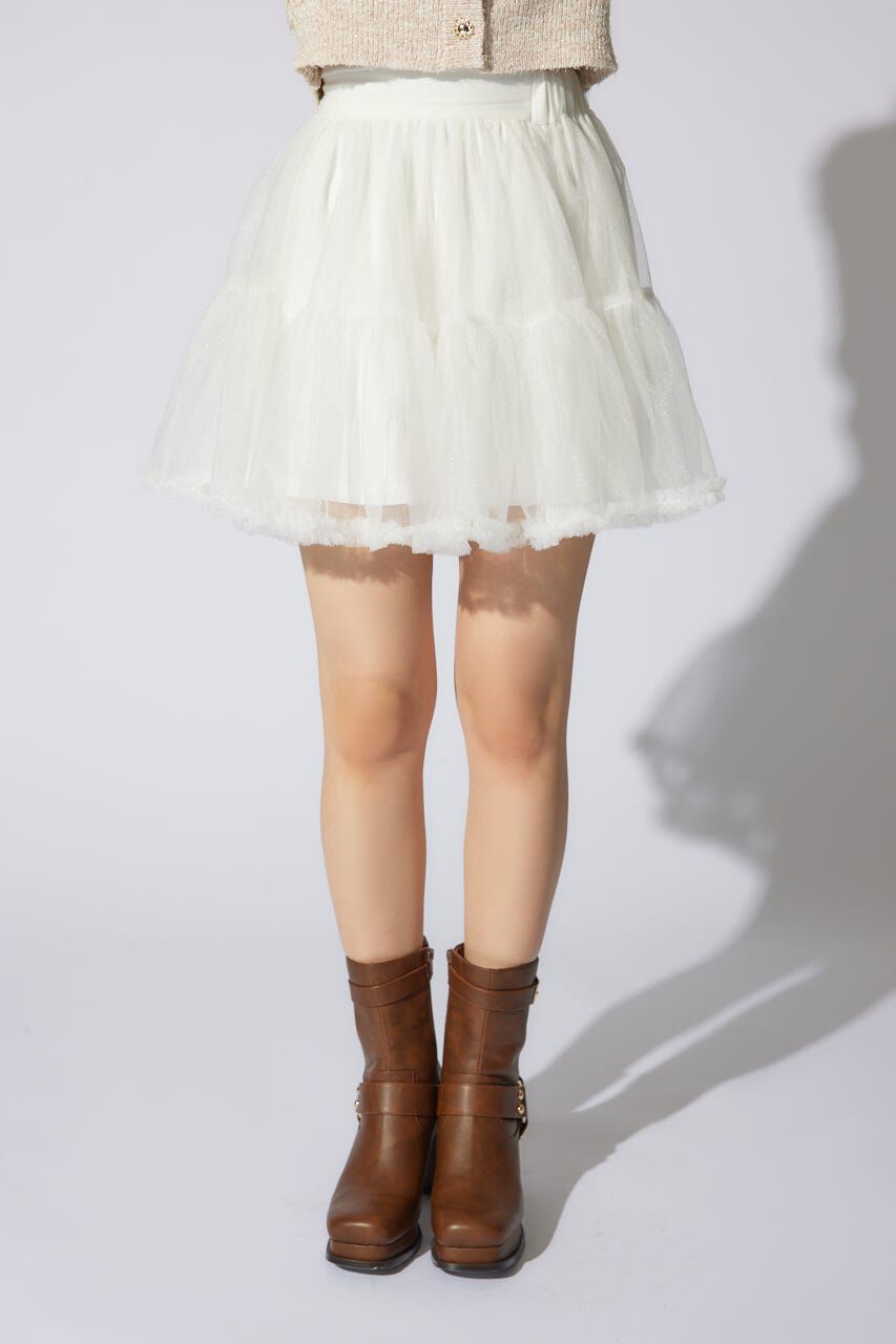 rienda「ボリュームチュールミニスコートショートパンツ」|その他|