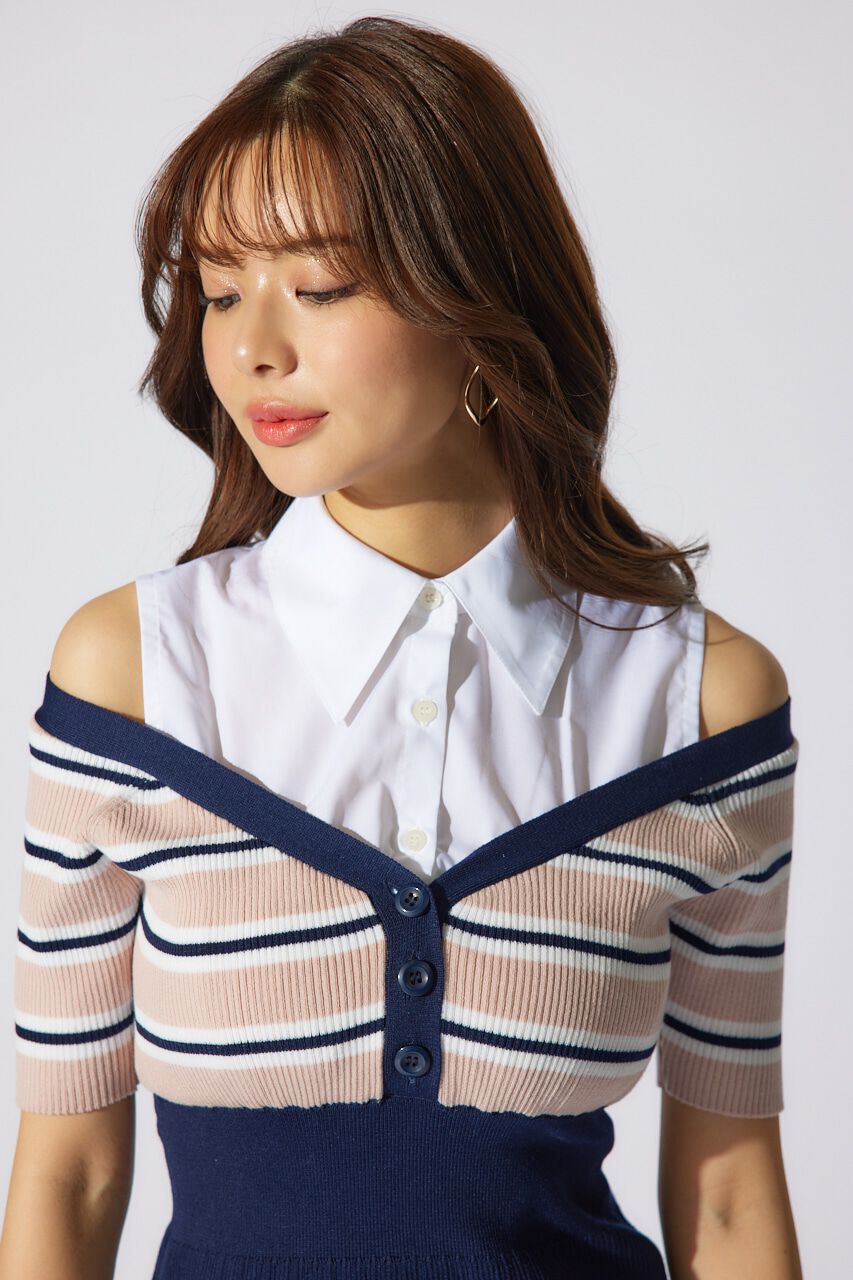 rienda「シャツレイヤードコンビマーメイドニットワンピース」|ワンピース|