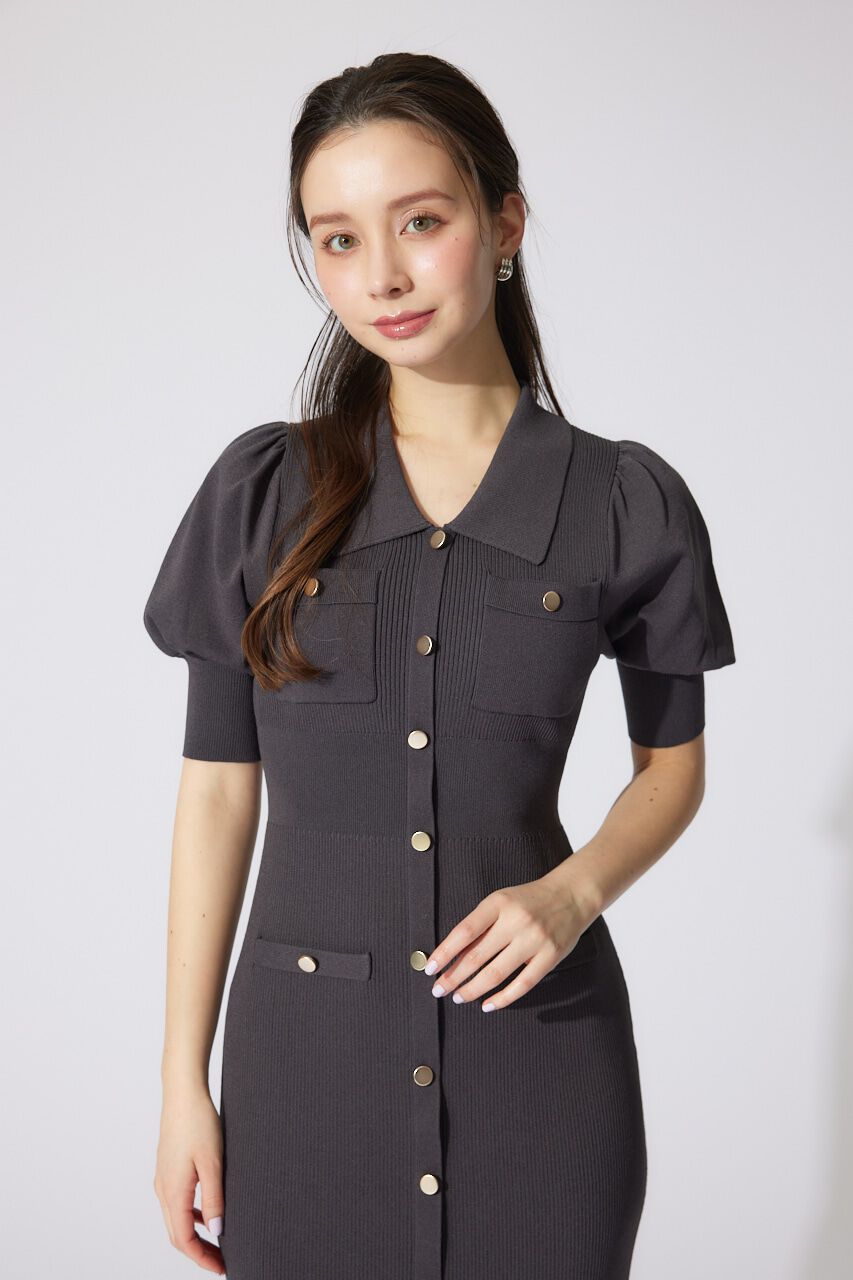 rienda「パフスリーブニットタイトワンピース」|ワンピース|