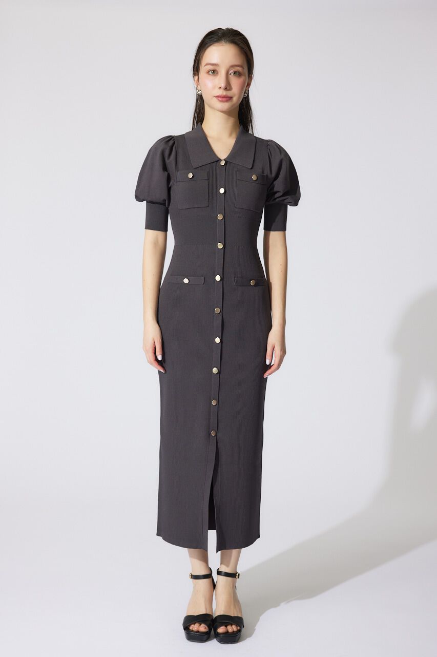 rienda「パフスリーブニットタイトワンピース」|ワンピース|