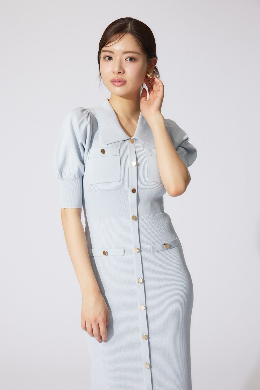 rienda「パフスリーブニットタイトワンピース」|ワンピース|