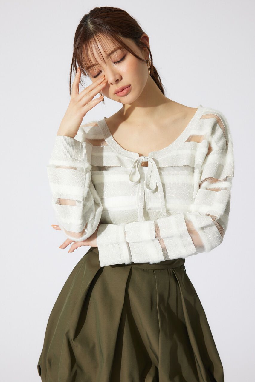 rienda「シアーボーダーニットカーディガン」|カーディガン|
