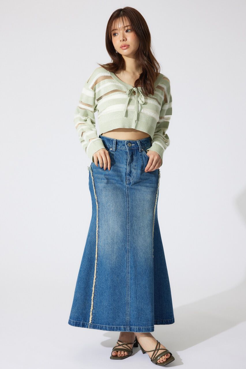 rienda「シアーボーダーニットカーディガン」|カーディガン|