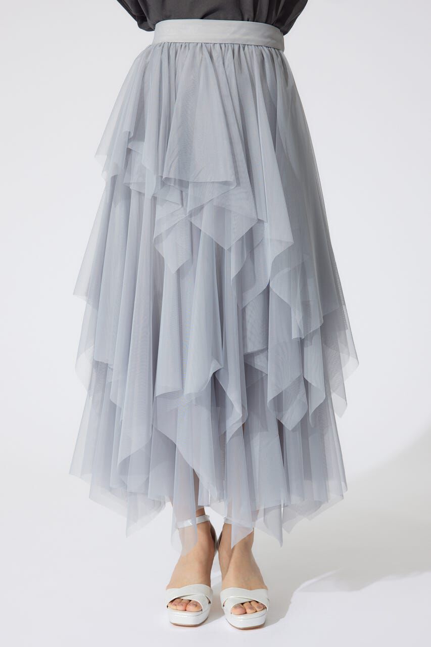rienda「ニュアンスランダムチュールジャストウエストスカート」|スカート|